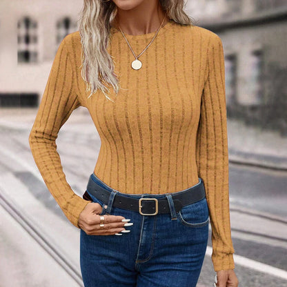 Mia Muse femmes tricoté à manches longues T-Shirts col rond solide décontracté automne basique quotidien hauts chemisiers pour femmes offres